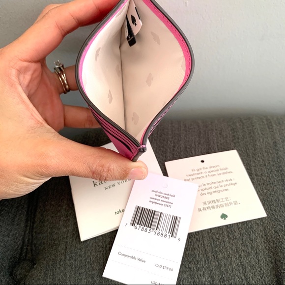 NWT Kate spade leather card wallet pink - Picture 3 of 3